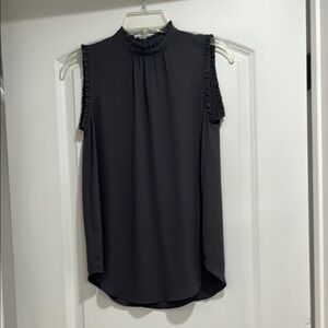 Ann Taylor Charcoal Grey Sleeveless Ruffled Blouse